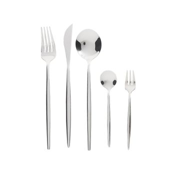 Cubertería Moderna Conjunto 30 Cubiertos Para 6 Personas Cuchillo Tenedor Cuchara Cucharilla Tenedor Para Postre Acero Inoxidable Plateado Rigatoni - Plateado