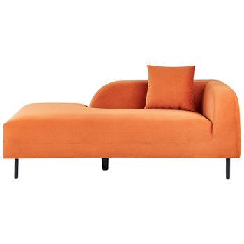 Chaise Longue Retro Minimalista De Terciopelo Naranja Derecho Le Crau - Naranja