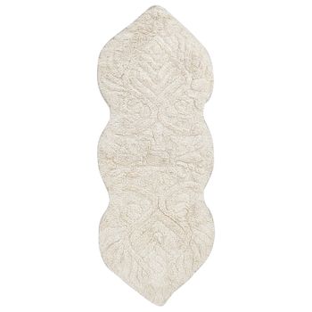 Alfombrilla De Baño Moderna De Algodón Forma Irregular 150 X 60 Cm Patrón Decorativo Accesorios De Baño Beige Canbar - Beige