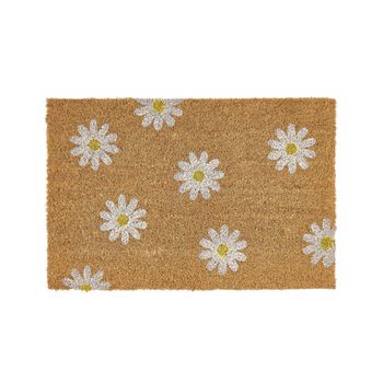 Felpudo Moderno De Interior 40 X 60 Cm Motivo Floral Margaritas Reverso De Pvc Antideslizante Fibra De Coco Natural Topko - Natural