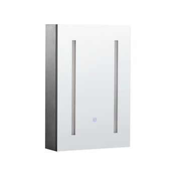 Armario De Pared Blanco Led 40 X 60 Cm Con Espejo Almacenamiento Baño Minimalista Moderno Cameron - Negro