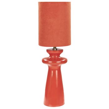 Lámpara De Mesita De Noche Moderna Con Pantalla De Gamuza Sintética Base De Cerámica De Forma Irregular Rojo Oteros - Rojo