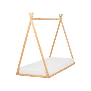 Cama Infantil Con Dosel De Madera De Pino Clara 90 X 200 Cm Saurat - Madera Clara