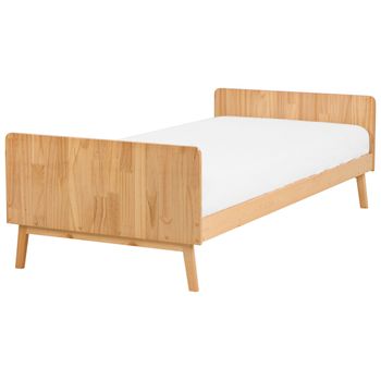 Cama Individual Moderna Somier De Láminas De Madera De Pino Clara 90 X 200 Cm Bonnac - Madera Clara