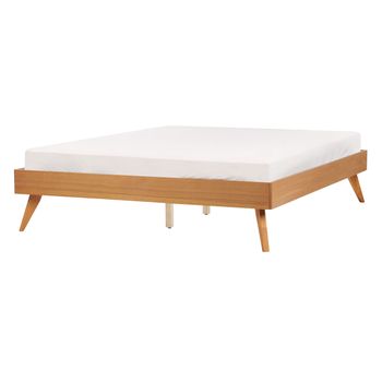 Cama De Mdf Con Somier De Listones Moderno Madera Clara 140 X 200 Cm Berric - Madera Clara