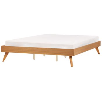 Cama De Mdf Con Somier De Listones Moderno Madera Clara 180 X 200 Cm Berric - Madera Clara