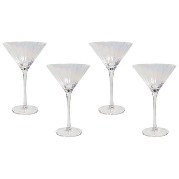 Conjunto De 4 Copas De Martini Sopladas A Mano 22 Cl Acabado Iridiscente Morganite - Transparente