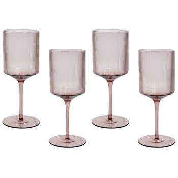 Conjunto De 4 Copas De Vino Sopladas A Mano Transparente Rosa 38 Cl Amethyst - Transparente