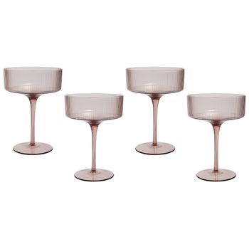 Conjunto De 4 Copas Pompadour De Champán Sopladas A Mano Transparente Rosa 33 Cl Amethyst - Transparente