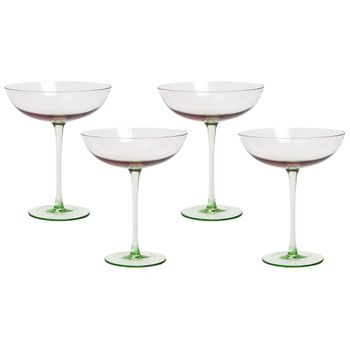 Conjunto De 4 Copas Pompadour De Champán Cóctel Sopladas A Mano Rosa Y Verde 25 Cl Diopside - Transparente