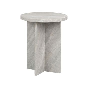 Mesa Auxiliar De Estilo Moderno Fabricada En Mdf 80 X 80 Cm Efecto Piedra Stanton - Gris