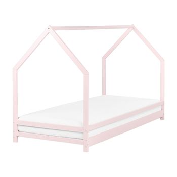 Cama Infantil Con Dosel Y Somier De Madera De Pino Rosa 90 X 200 Cm Appy - Rosa