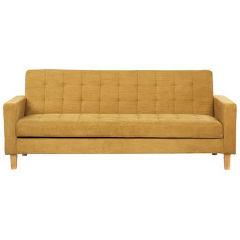 Sofá Cama Tapizado Amarillo 3 Plazas Acolchado Click Clack Vehkoo - Amarillo