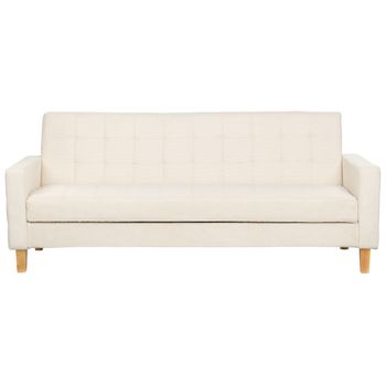 Sofá Cama Tapizado Blanco Crema 3 Plazas Acolchado Click Clack Vehkoo - Blanco