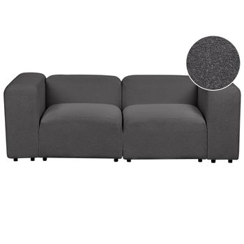 Moderno Sofá Modular 2 Plazas Conjunto De Sala De Estar Tapicería De Bouclé Gris Oscuro Falsterbo - Gris