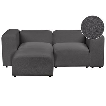 Moderno Sofá Modular 2 Plazas Con Otomana Conjunto De Sala De Estar Tapicería De Bouclé Gris Oscuro Falsterbo - Gris