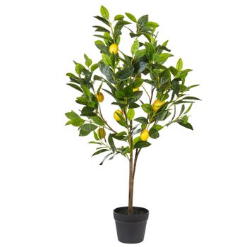 Planta Artificial En Maceta Para Interior Decoración De Plástico Cítricos 105 Cm Lemon Tree - Verde