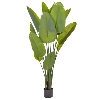 Planta Artificial En Maceta Para Interior Decoración Moderna De Plástico Maceta Negra 187 Cm Banana Tree - Verde
