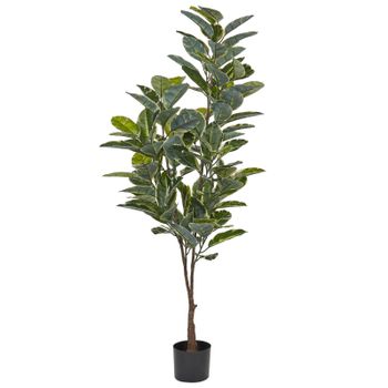 Planta Artificial En Maceta Para Interior Decoración De Plástico Maceta Negra 160 Cm Ficus Elastica - Verde