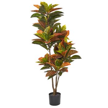 Planta Artificial En Maceta Para Interior Decoración De Plástico 140 Cm Codiaeum - Verde