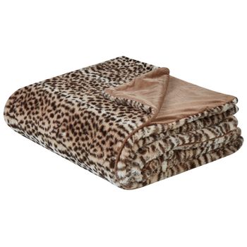 Colcha Estampado Leopardo De Poliéster Marrón 150 X 200 Cm Kudeli - Marrón