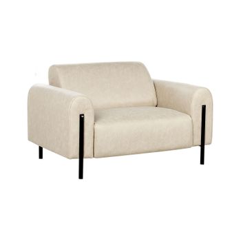 Sillón Moderno Salón Tapizado Tela Aspecto Cuero Respaldo Ajustable Patas Metal Beige Askim - Beige