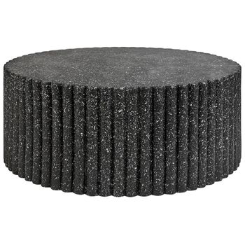 Mesa De Centro Mgo Fibra De Vidrio Tablero Redondo Resistente A Uv Manchas Óxido Agua Viento Moderno Negro Pozza - Negro