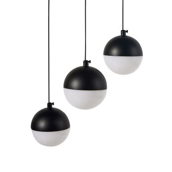 Lámpara Colgante Moderna 3 Luces Led Integradas Pantalla Redonda Metal Pintado Vidrio Negro Ankobra - Negro