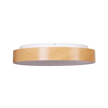 Lámpara De Techo Moderna Luces Led Integradas Forma Redonda Con Regulador Mando A Distancia Metal Madera Clara Bragoto - Madera Clara