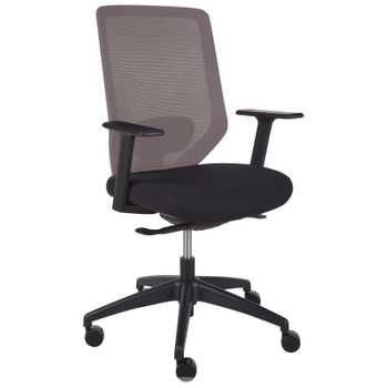 Silla De Oficina De Escritorio Giratoria Ajustable En Altura Tapicería De Malla Gris Pardo Virtuoso - Negro