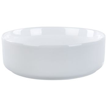 Lavabo De Encimera Baño Cerámica Redondo Blanco Brillante 36 Cm Calig - Blanco