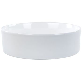 Lavabo De Encimera Baño Cerámica Redondo Blanco Brillante 40 Cm Tebar - Blanco