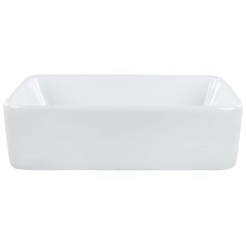 Lavabo De Encimera Baño Cerámica Rectangular Blanco Brillante 49 X 38 Cm Travesia - Blanco