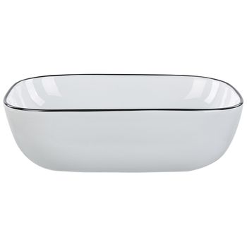 Lavabo Sobre Encimera Baño Clásico Cerámica Brillante Ovalado Blanco Con Borde Negro 46 X 33 Cm Xert - Blanco