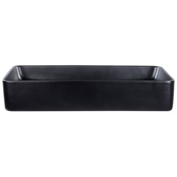 Lavabo Sobre Encimera Baño Clásico Cerámica Negro Acabado Mate Rectangular 61 X 35 Cm Ulua - Negro