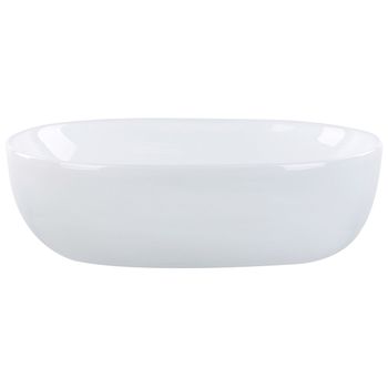 Lavabo Sobre Encimera Baño Clásico Cerámica Blanco Acabado Brillante Ovalado 48 X 34 Cm Omoa - Blanco