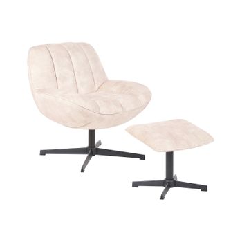 Sillón Giratorio De Terciopelo Con Reposapiés Estilo Mediados De Siglo Beige Lia - Beige