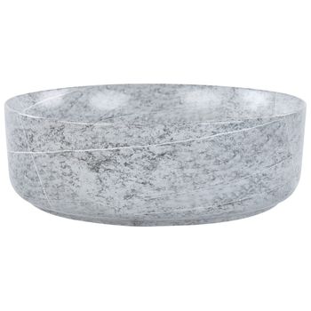 Lavabo Sobre Encimera De Cerámica Baño Redondo ⌀ 37 Cm Gris Mate Efecto Granito Gudar - Gris