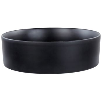 Lavabo Sobre Encimera De Cerámica Baño Redondo Negro Mate ⌀ 40 Cm Tebar - Negro