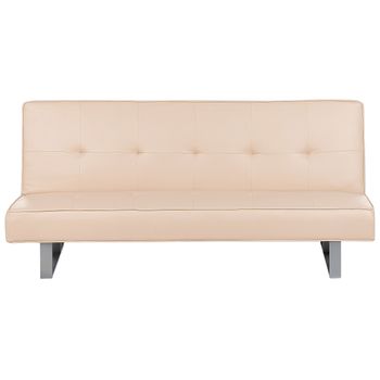 Sofá Cama Tapizado En Piel Sintética Sin Reposabrazos Moderno Con Respaldo Abotonado Convertible Beige Derby - Beige