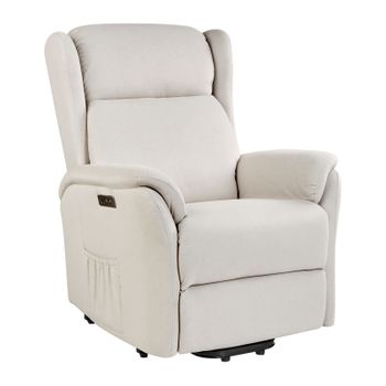 Sillón Reclinable Eléctrico Moderno De Tela Con Función Elevadora Crema Elegy - Blanco