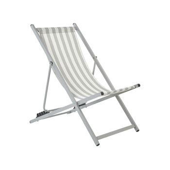 Tumbona De Jardín Moderna Estructura De Metal Silla Plegable Asiento De Hamaca Blanco Y Gris Locri Ii - Blanco