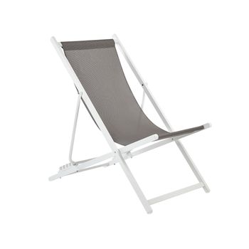 Tumbona De Jardín Moderna Estructura De Metal Silla Plegable Asiento De Hamaca Gris Y Blanco Locri Ii - Gris