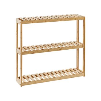 Estantería De Pared De Estilo Minimalista Para Baño 3 Estantes De Bambú Madera Clara Paducah - Madera Clara