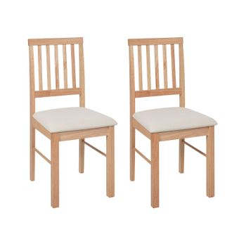 Conjunto De 2 Sillas De Comedor Tapizadas Madera Clara Beige Claro Orono - Madera Clara