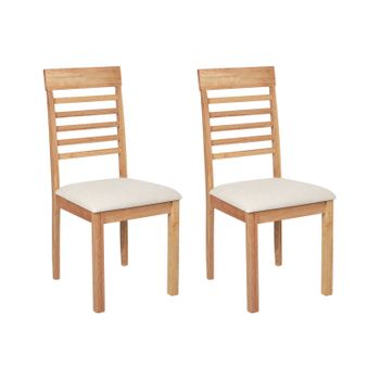 Conjunto De 2 Sillas De Comedor Tapizadas Madera Clara Beige Claro Ortley - Madera Clara