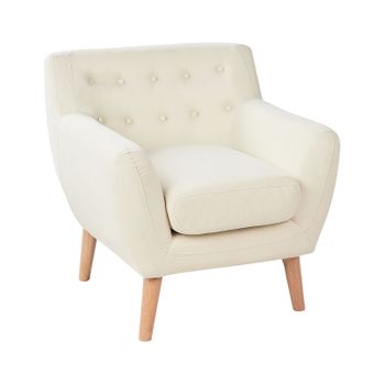 Sillón Con Respaldo Capitoné Sala De Estar Moderno Con Relleno Grueso Tela Beige Claro Motala - Beige