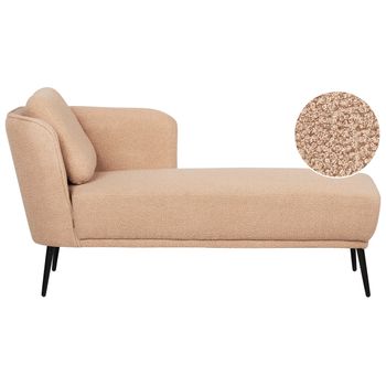 Chaise Longue Estilo Retro Con Cojín Muebles De Sala De Estar De Bouclé Marrón Claro Izquierdo Artheze - Marrón