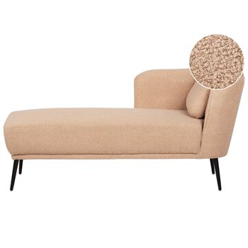 Chaise Longue Estilo Retro Con Cojín Muebles De Sala De Estar De Bouclé Marrón Claro Derecho Artheze - Marrón