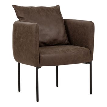 Sillón Elegante Con Cojín Patas De Hierro Negras Estilo Retro Piel Sintética Marrón Oscuro Malmos - Marrón